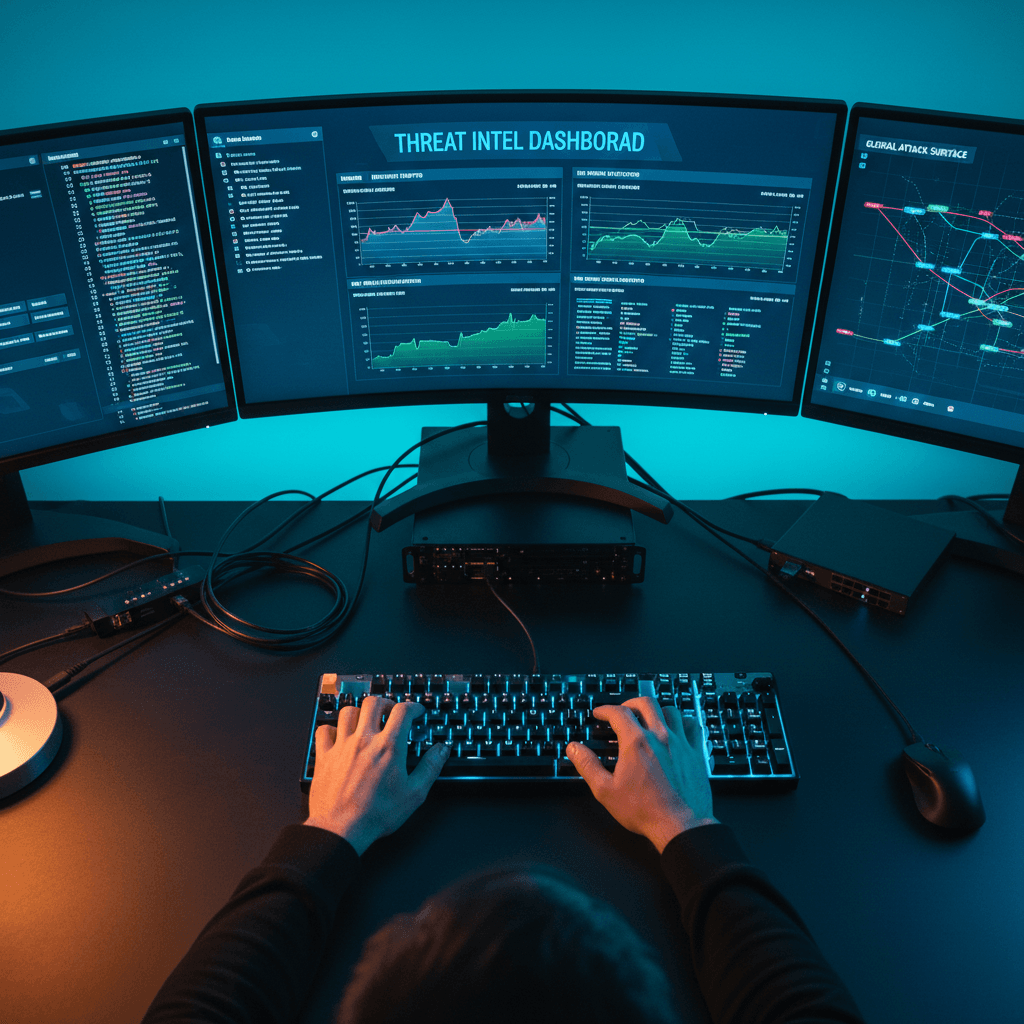 Security analyst reviewing network dashboard